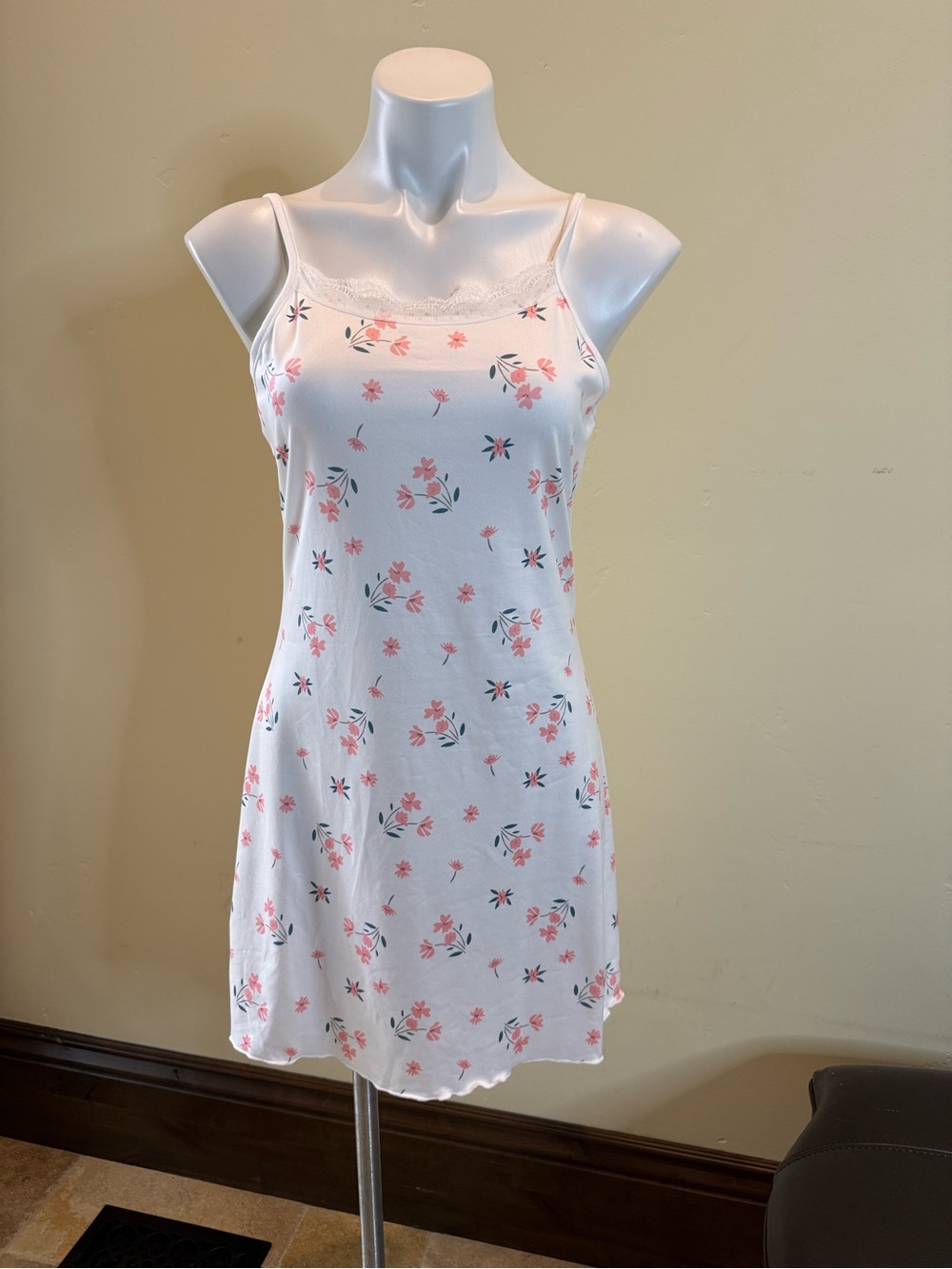White Floral Nightdress with Pink Flower Print extremely soft